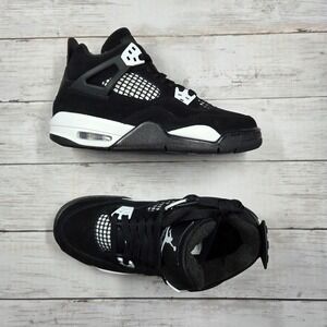 Sz 5.5Y(WMNS 7) NIKE B Grade Air Jordan 4 Retro Blk White Thunder FQ8213 001
